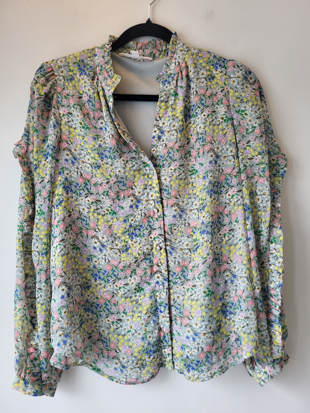 Adyson Parker Pastel Floral Fairy Romantic Feminine Button Front Blouse